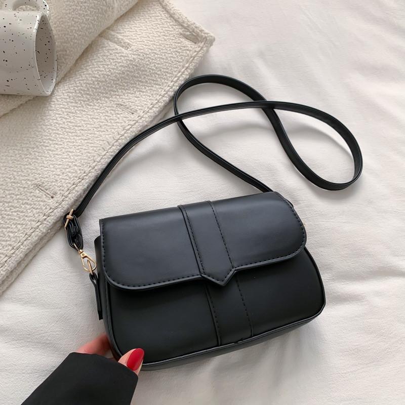Простая сумка через плечо 2023 Весна Новая Мода Корейская Сумка Уличный Тренд Материал ПУ чёрный