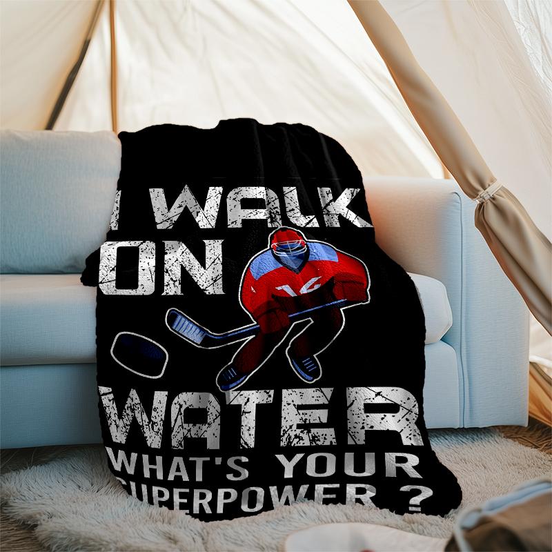 Ice Hockey Theme Printed Blanket - Perfect for Couch, Bed, Travel & Outdoor Use | Machine Washable, Cozy & Durable.