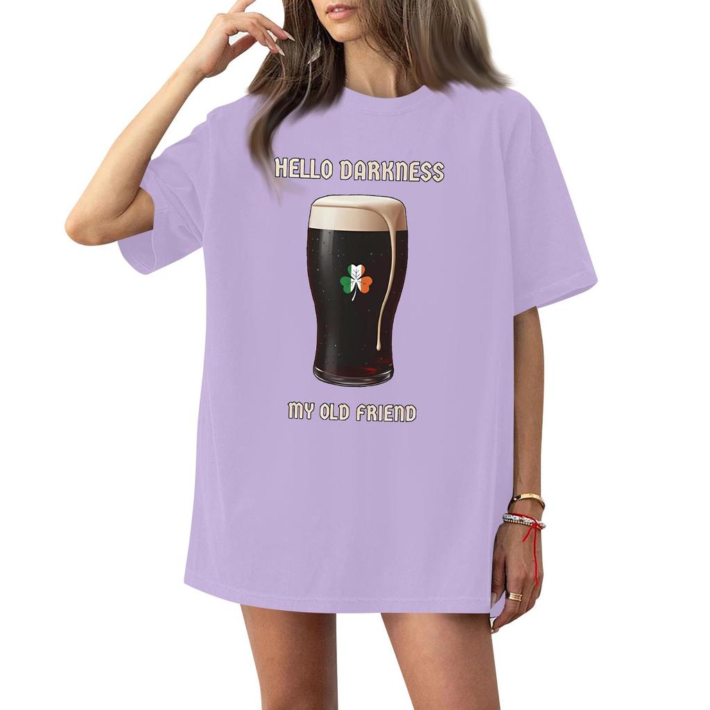 Women's Casual Fashion Round Neck St. Patrick Print Short Sleeve T-Shirt Top