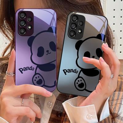 Gradient Half Bear For Samsung Galaxy S10 4G S20 11E 30 S21 21 22 S24 Fe Pro S23 S25 Ultra 5G S9 Tempered Glass Phone Case
