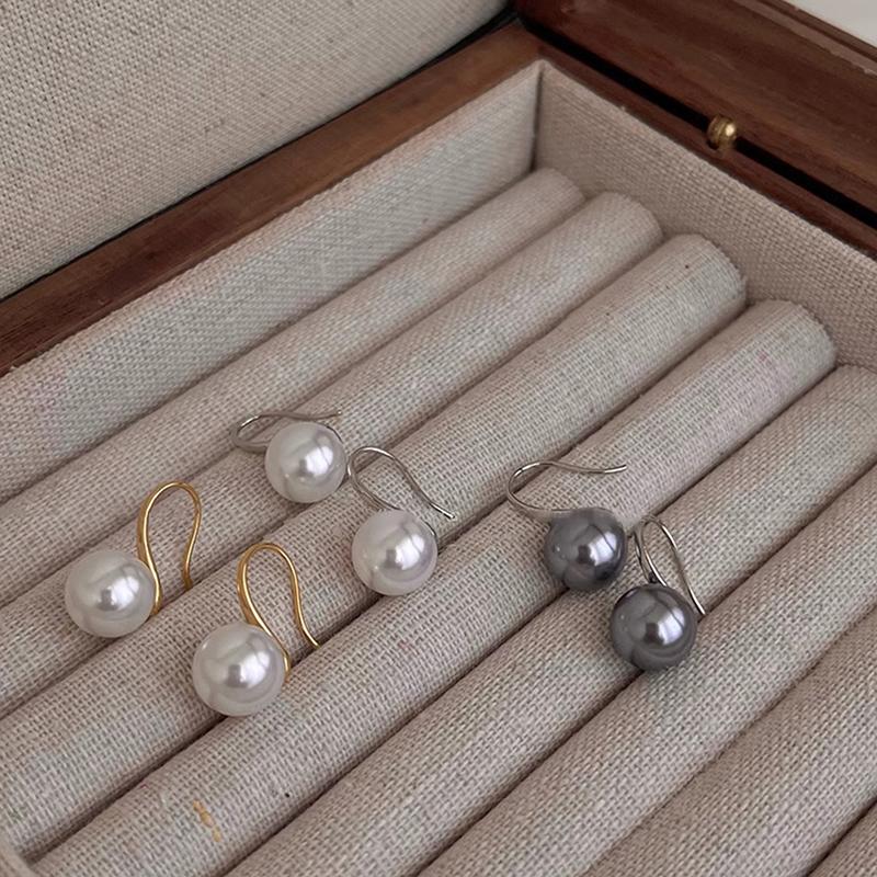 French 12Mm Big Champagne Imitation Pearl Ear Hook Earrings For Women Personalized Wedding Jewelry