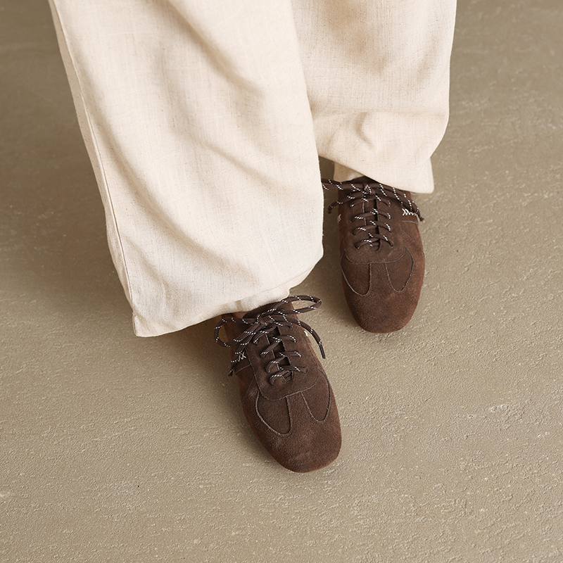 Krazing Pot Nubuck Round Toe Increased Lace Up Spring Autumn Shoes Big Size 41 Lace Up Women Leisure Shoes