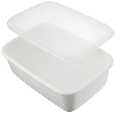 Nodahoro Enamel Storage with Seal White Made In Container, Heat-Resistant, Square, Rectangular, Deep, Medium, Lid, See-Through, Series, Japan, WRF-M