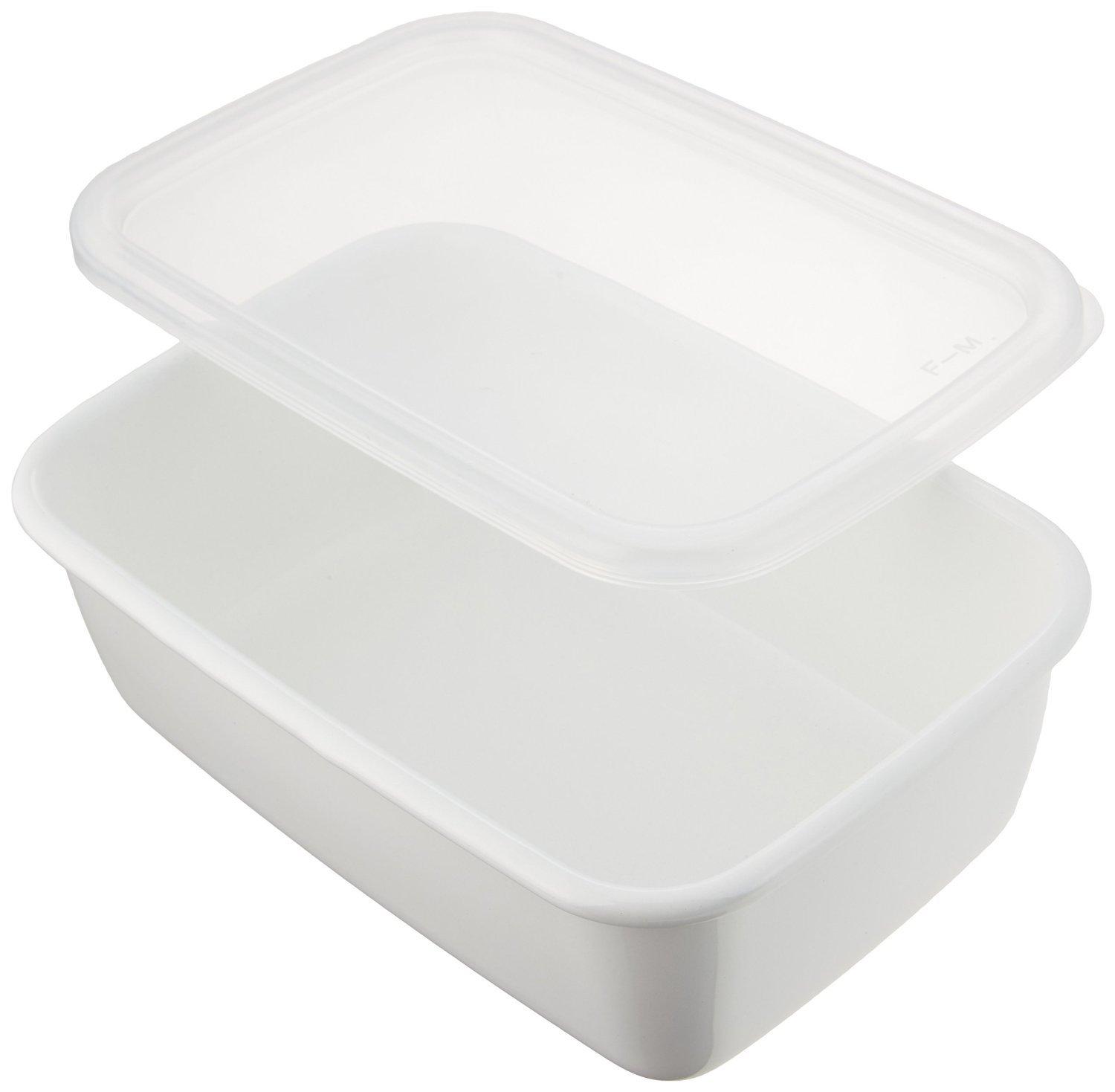 

Nodahoro Enamel Storage with Seal White Made in Container, Heat-Resistant, Square, Rectangular, Deep, Medium, Lid, See-Through, Series, Japan, WRF-M белый