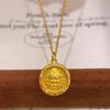 Gold Point Drill Wealth God Mantra Pendant Necklace - Ruyi Gift for Girlfriend