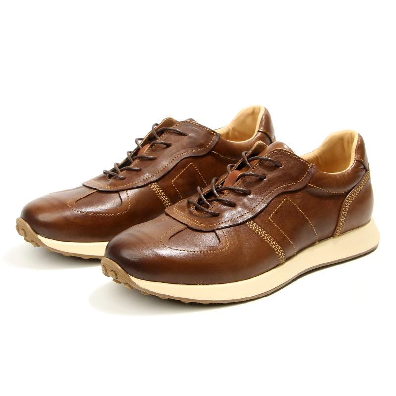 

Washed horse leather men, retro old sports shoes handmade leather 44 світло-коричневого кольору