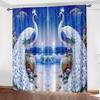 Set Of 2 Elegant Jit Peacock Print Curtain Design Polyester Drape Holiday Window Decor Home Light Blocking Made With Rod Pocket
