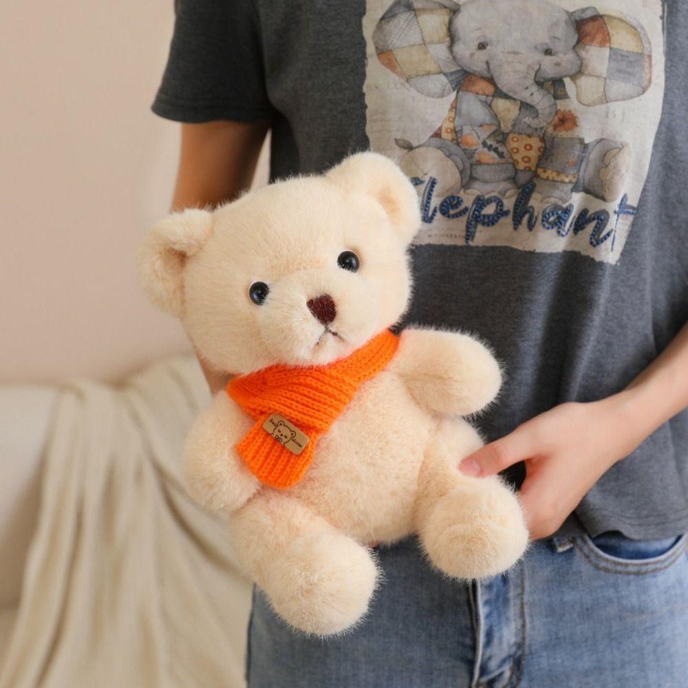 Soft Bear Plush Toy Cartoon Scarf Bear Stuffed Dolls Scarf Bear Soft Pillow  Kids Toys