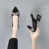 Pointed high-heeled sandals women's 2025 summer new mesh rhinestone rear empty sandals two high-temperament fashion shoes