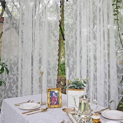 Pastoral Style Jacquard Lace Window Curtains Home Decor Living Room Bedroom Tulle Sheer Curtains 1Pc White