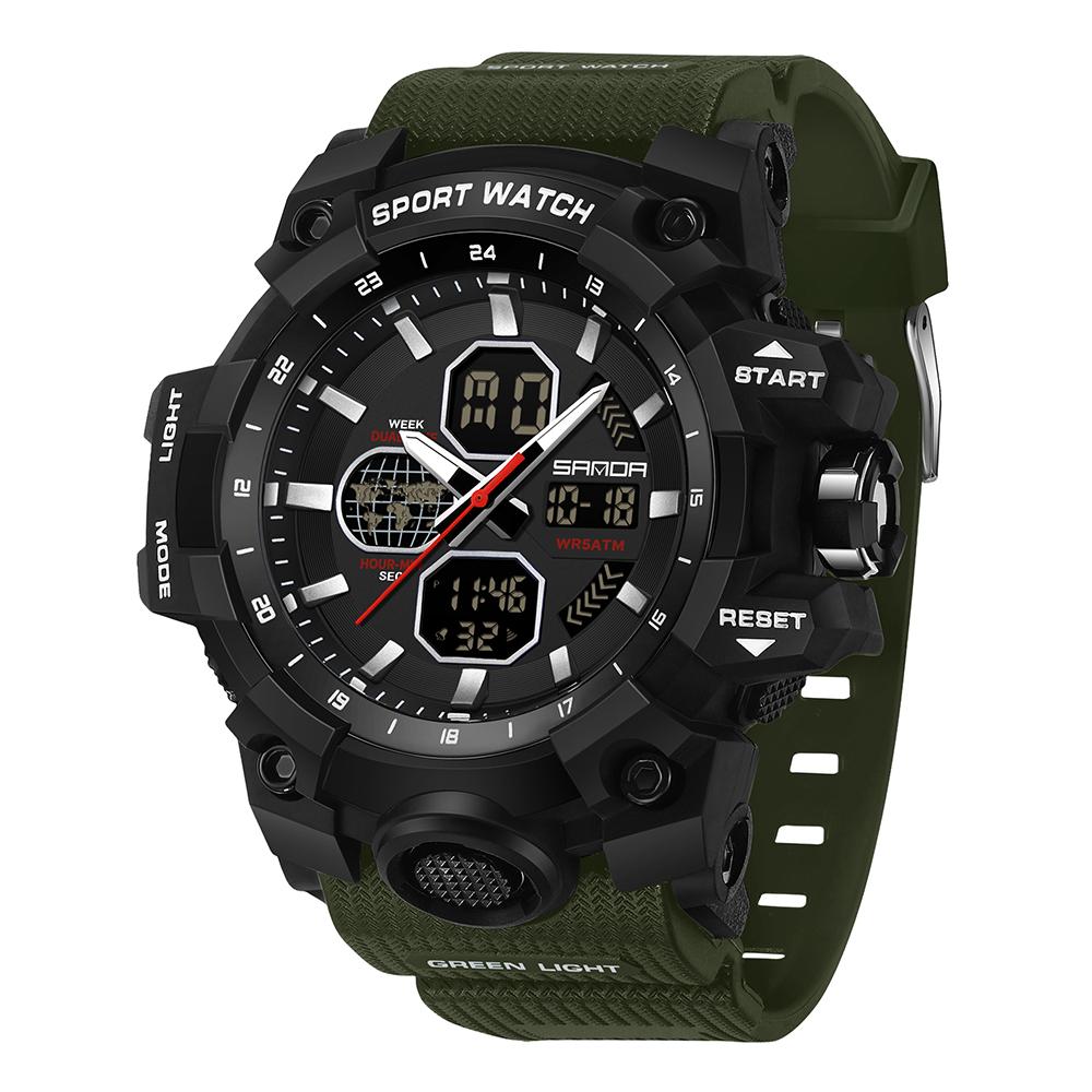 SANDA Top Luxury Watches Men Military Army Mens Watch Waterproof Sport Wristwatch Dual Display Watch Male Relogio Masculino