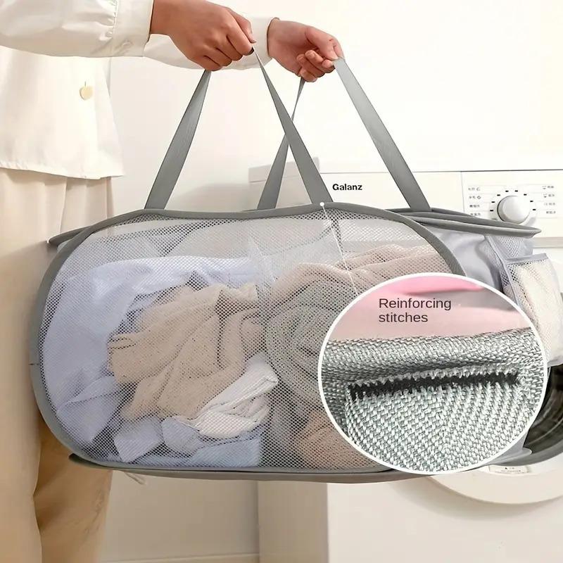 Extra-Large Mesh Laundry Hamper with Handles - Foldable, Versatile Storage Bag for Dirty Clothes In Multiple Rooms, Laundry Baskets