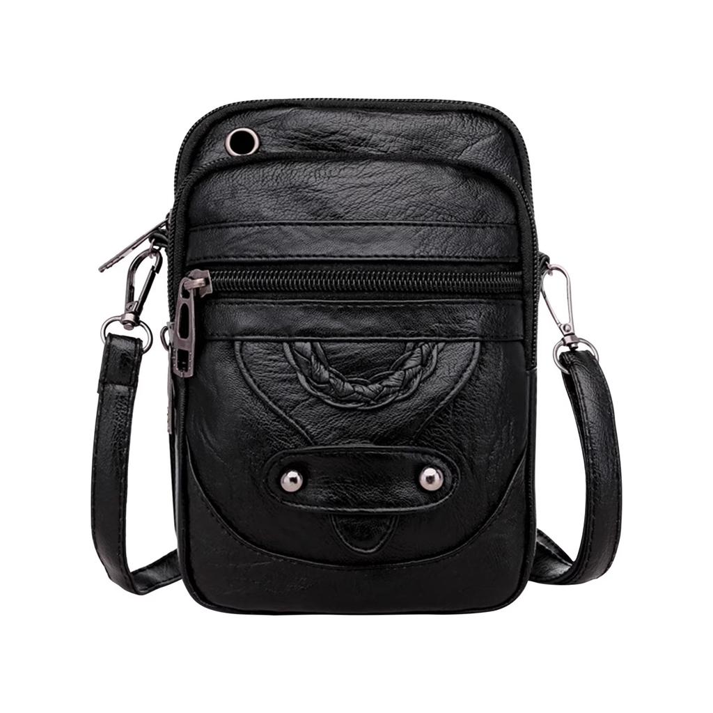 Ladies' Crossbody Textured Shoulder Bag, Mobile Phone Bag, Fashionable Retro Small Bag