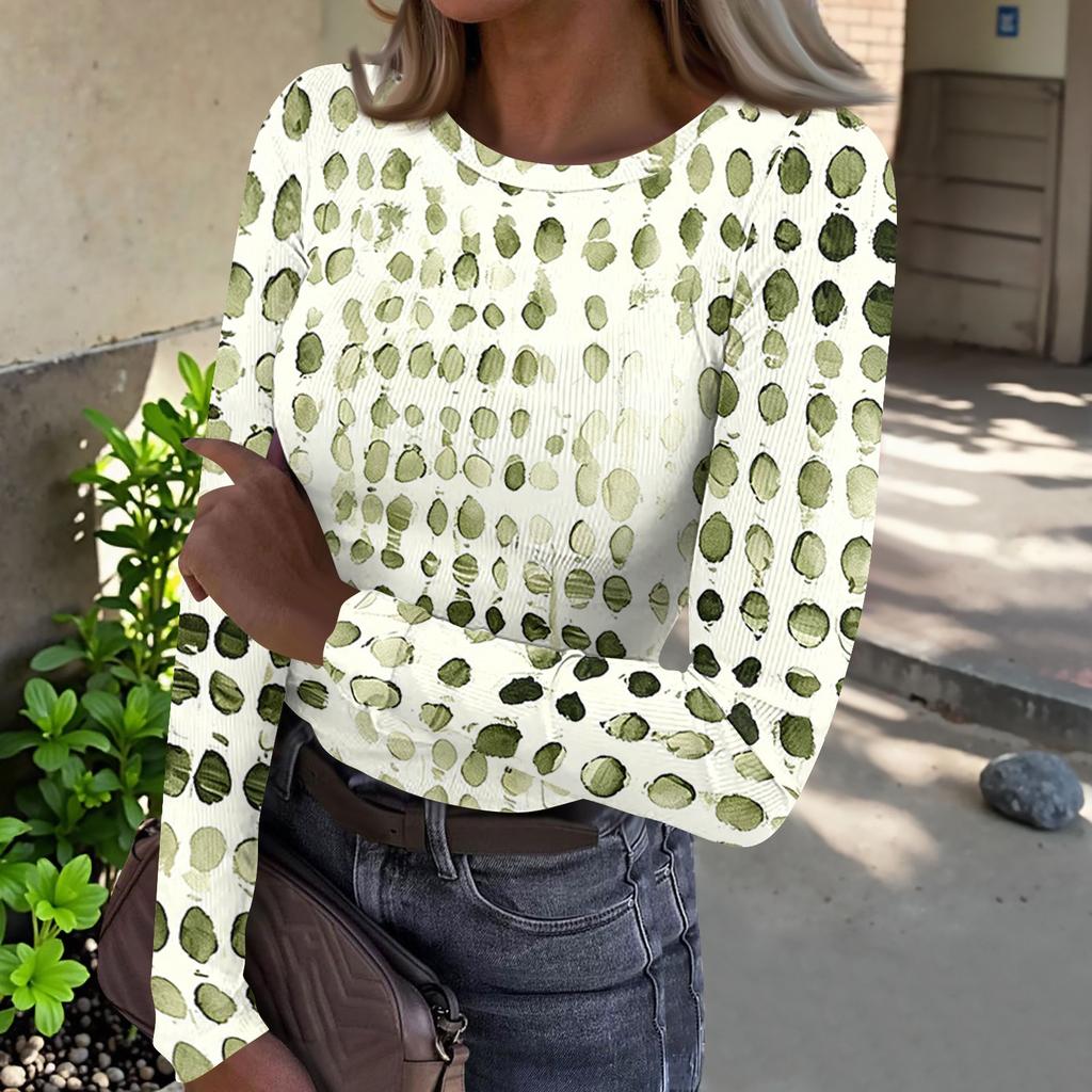 Women's Casual Neck Long Sleeve Halloween Print Ribbed Knit Top