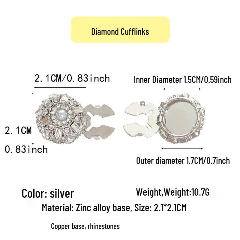 Exclusivas Abotoaduras de Pérola com Cravejamento de Diamantes: Acessórios Elegantes para Botões de Jaqueta e Camisa