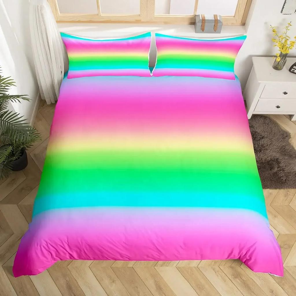 Rainbow Conch Duvet Cover Set Colorful Rainbow Bedding Set For Kids Girls Microfiber Multicolor Comforter Cover Twin King Size