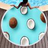 Tropical Fruit Coconut Print Round Beach Towel Microfiber Absorbent Circle Beach Blanket Hawaiian Yoga Mat Meditation Picnic Rug