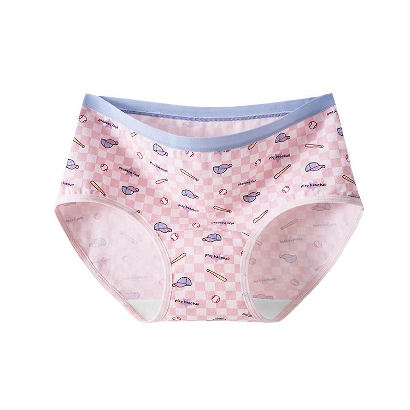 Female Spring Cotton Lovely Print 10A Anti Bacterial Breathable Mid Waist Panties