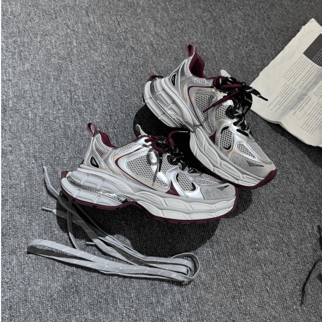 Leather Platform Dad Shoes Women's 2025 Autumn New Korean Version Breathable and Versatile Small Casual Retro Sports Shoes