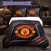 Manchester United Pattern 3 Pieces Bedding Set Soft Microfiber Duvet Cover with Pillow Cases for Bedroom