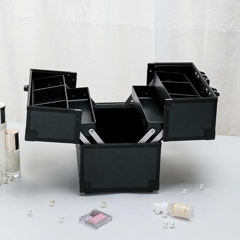 Organizador de Maquillaje de Aleación de Aluminio Caja Organizadora de Joyas Gran Capacidad Portátil Estuche de Belleza para Maquillaje Cosmético