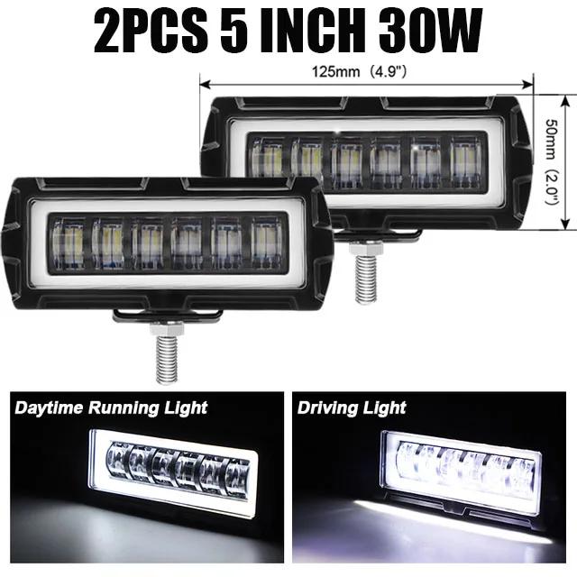 

4 5-дюймовый 7D автомобильный светодиодный фонарь Offroad 4x4 фара противотуманная фара 12 В 24 В ангельские глазки дальнего света для грузовика тягача внедорожника ATV 2pcs 5inch 30W