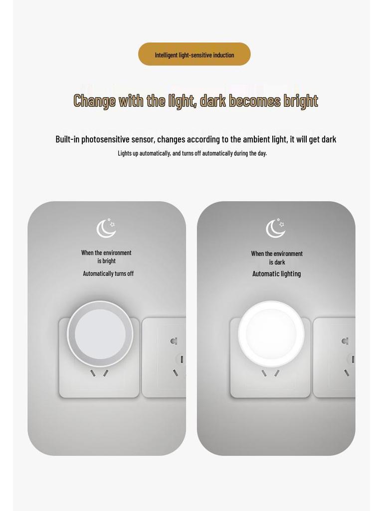 LED Nightlight with Light Sensor for Bedroom or Nursery