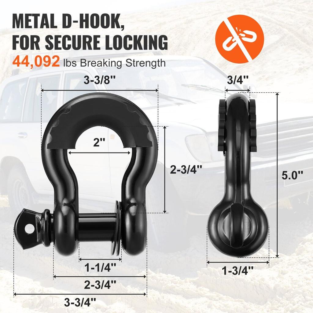 Off-Road Recovery Kit, 3" X 30', Heavy Duty Winch Recovery Kit with 30000 Lbs Tow Straps, 44092 Lbs D-Ring Shackles, Shackle Receiver, Snatch Block