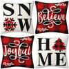 Black and Red Buffalo Plaid Christmas Pillowcase Linen Home Decoration Pillow Cushion Cover Combination