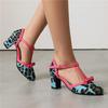 FOREADA Women Two-Piece Pumps Round Toe Chunky High Heels Buckle Mixed Colors Bow T-Tied Ladies Fashion Shoes Spring Autumn 43