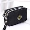 Coin Purse Women Small Wallet Washer Wrinkle Fabric Phone Purse Three Zippers Portable Make Up Bag 8 Colors