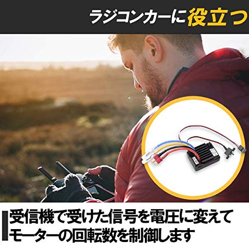 HAMILO RC Car ESC, Brushed Motor Compatible, Waterproof (Black)