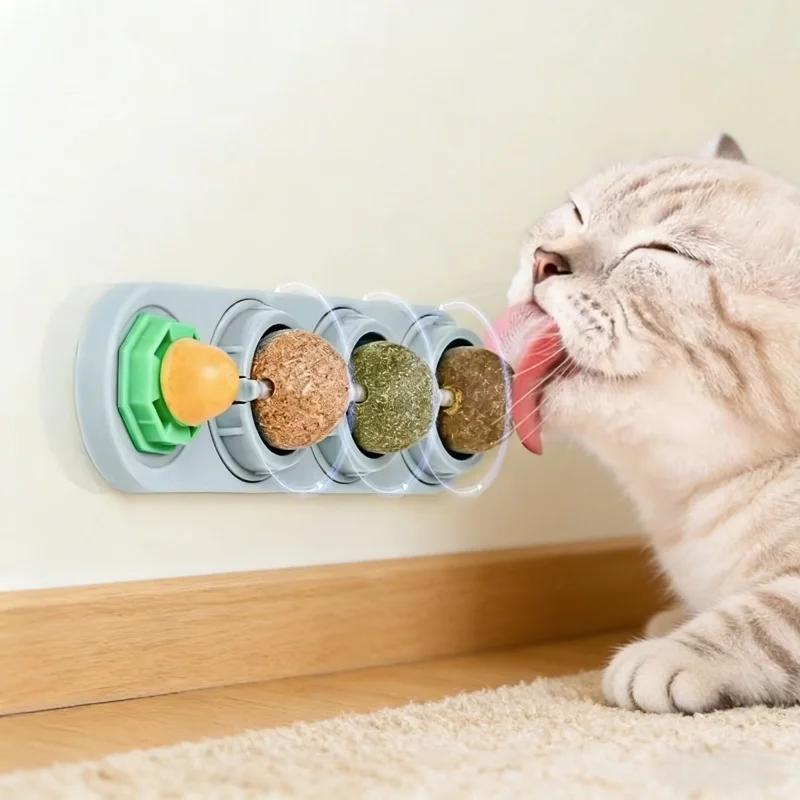 Catnip Balls 4 in 1 Lickable Cat Snack Kitten Chewing Playing Toy Teeth Cleaning Digestion Promotion Pet Cat Accessories Toys