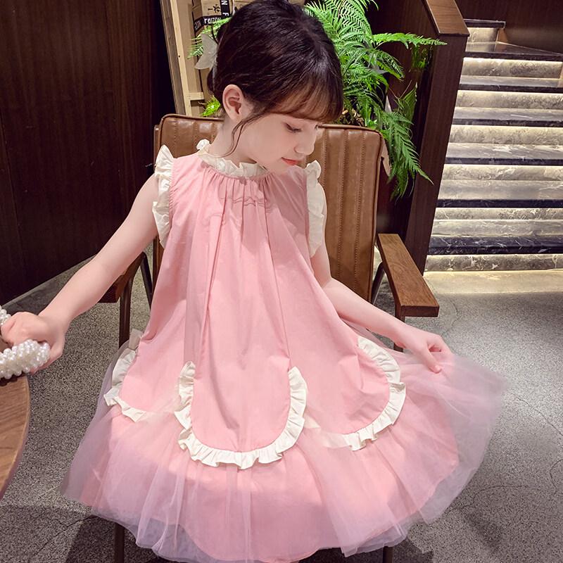 MIMIHELLO Girls  Korean Style Sleeveless Cotton Dress 110