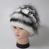 Winter Hand Knitted Real Rex Rabbit Fur Hat Women Warm Quality Rex Rabbit Fur Hats With Fox Fur Lady Natural Soft Real Fur Caps