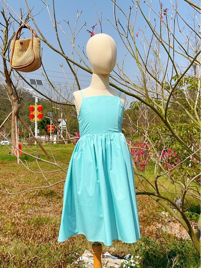 2024 Summer Mother-Daughter Backless Spaghetti Strap Beach Dress