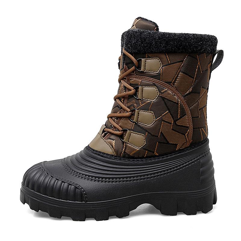Fashion Winter Men's Mid-calf Boots Thick Plush Warm Snow Boots Fashion High-top Cotton Shoes for Men Winter Warm Fishing Men Rain Boots