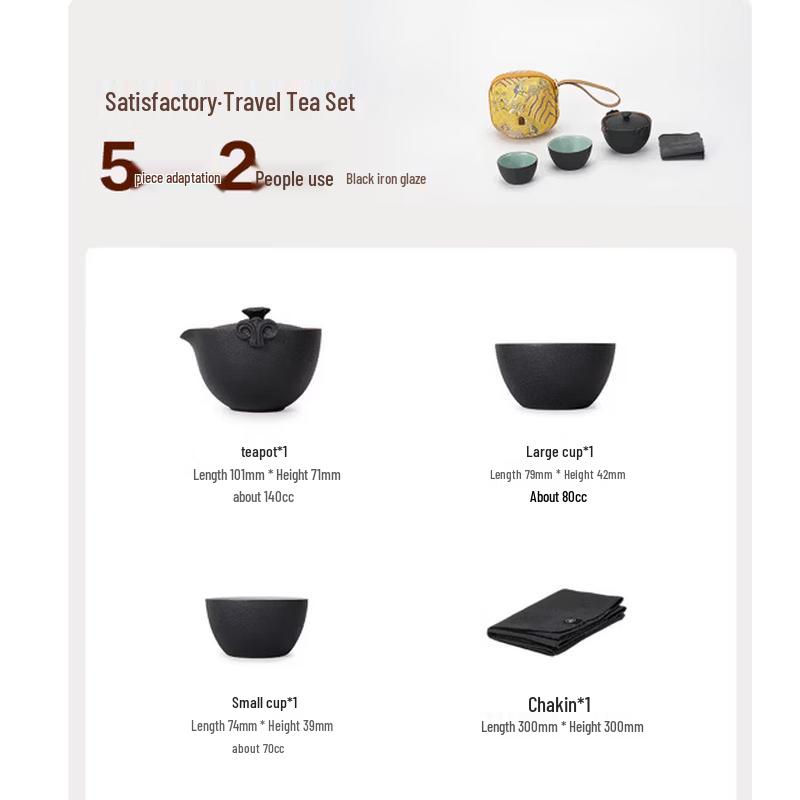 WQT Ceramic Portable Travel Tea Set