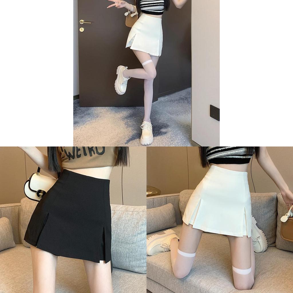 Streetwear Womens White Short Skirt With High Waist And Side Slit For Summer Fashion