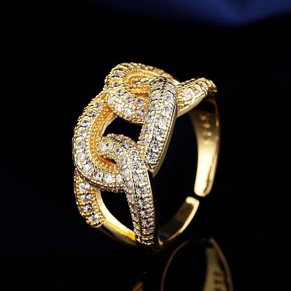 2026 Fashion 925 Flash Diamond Cross Chain Zircon Ring Women s Ring Jewelry Resizable  ﻿