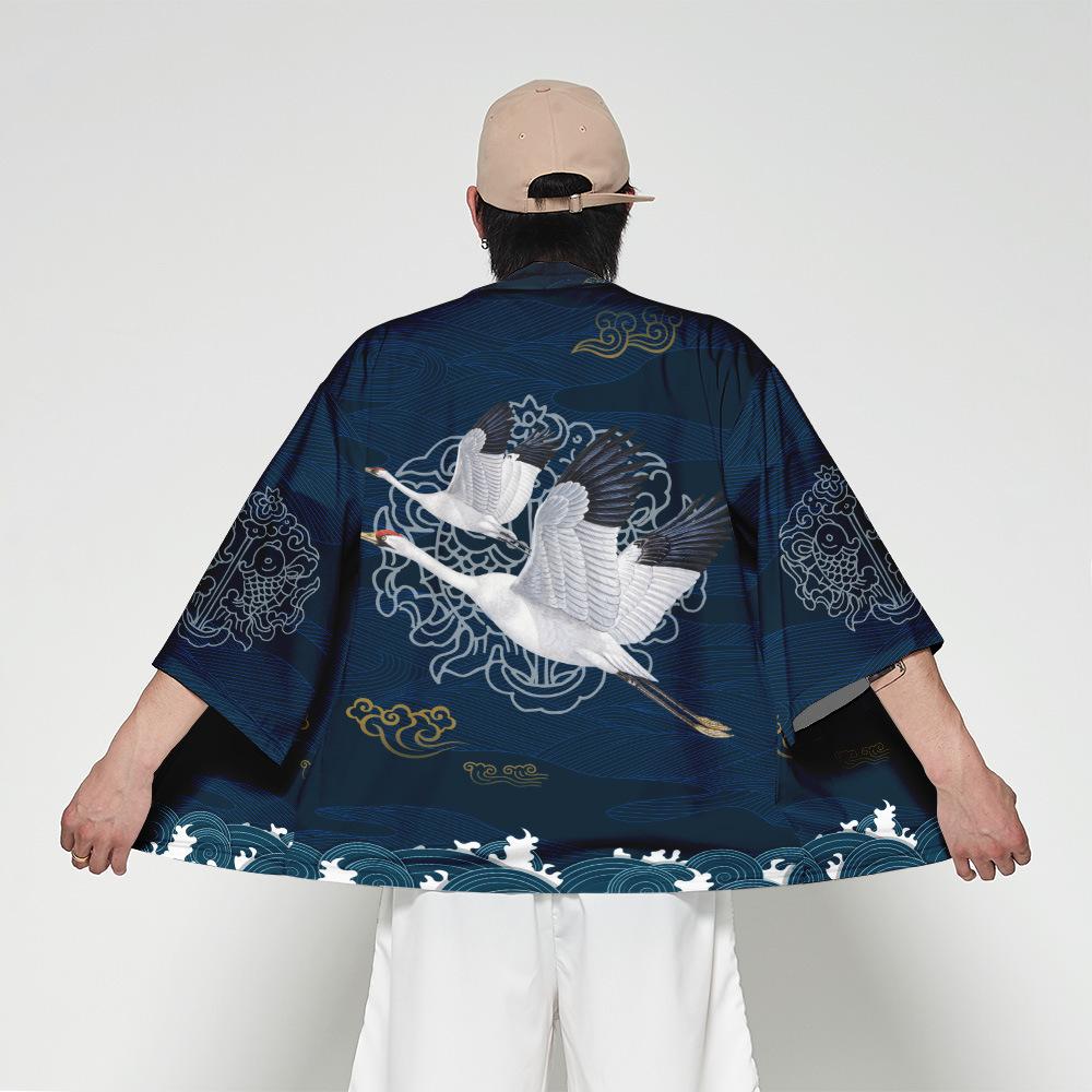 Japanske tradisjonelle kostymer Gutter Jente Mote Kimono Haori Cardigan Jakke Barn Beach Wear Kappe