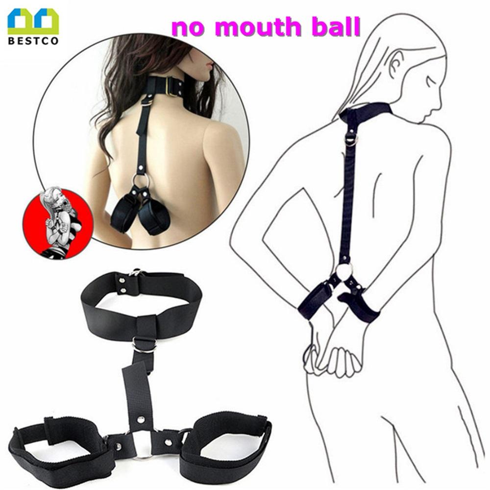 BESTCO Flirting Handcuffs Neck Erotic Adult Sex Toys Mouth Ball Gag BDSM Bondage Restraints For Couples Women Slave Games
