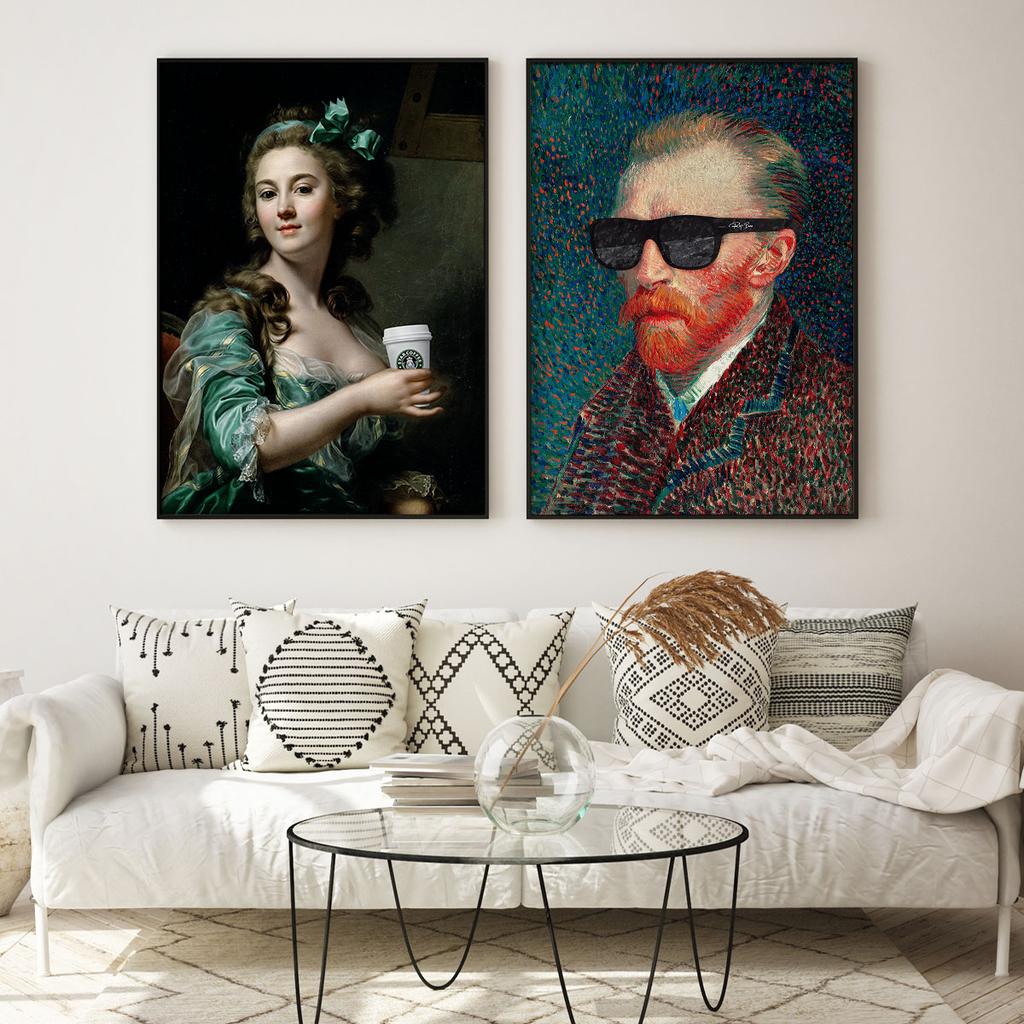 Zestaw dwóch plakatów van gogh kawa