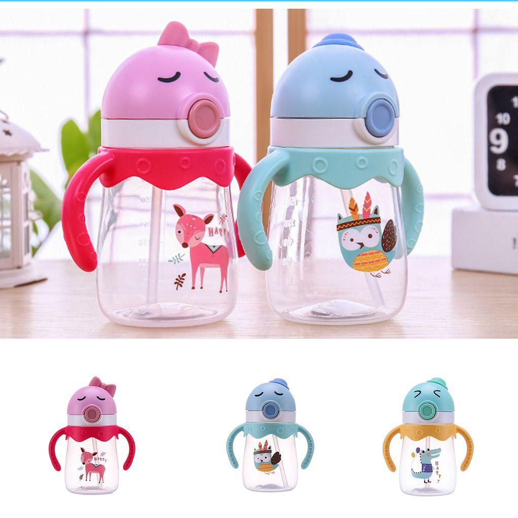 Toddler Baby Kid Infant Feeding Drinking Water Straw Bottle 350ml Water Cup