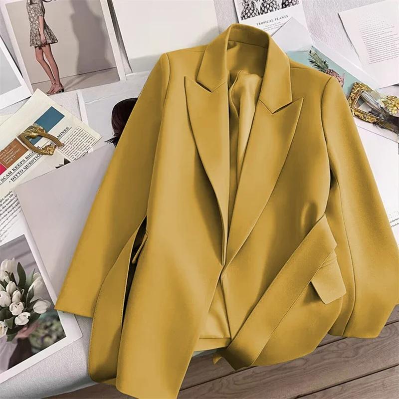 Long Sleeve Coats Pocket Jacket Office Lady Trendy Outerwears Loose Solid Elegant Blazer Fall Clothes New Products Streetwears