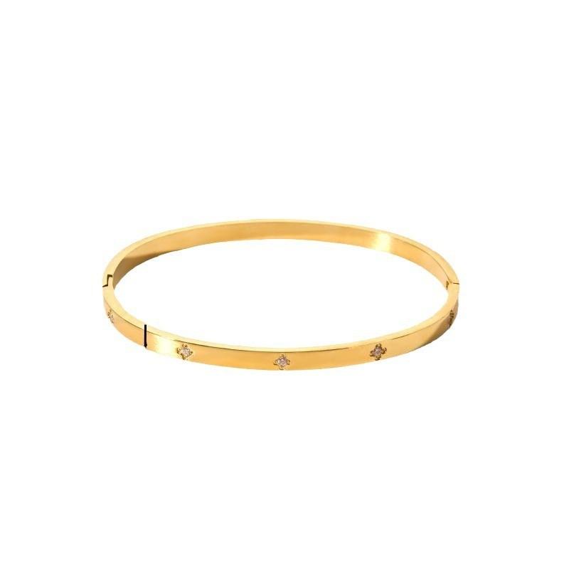 Geometric Star Stainless Steel Bracelet With 18k Gold Plating For Fashionable Women