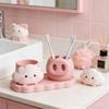 Cute Pink 3D Printed Snout Toothbrush Toothpaste Holder 3D Printed Design for Bathroom Countertop Accessories
