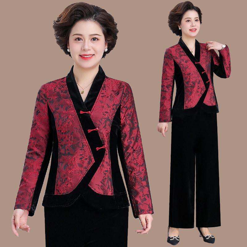 Spring Corduroy Sportswear Set for Middle-aged Women - 2025 Style Two-Piece Jacket Outfit