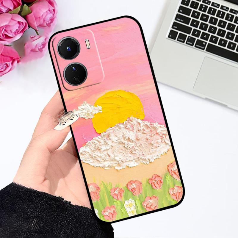Case For Y56 Y35 Y53T 5G Fundas Cute Fashion TPU Soft Silicone Black Matte Phone Cover For Vivo Y16 4G V2204 V2214 Coque Bumper