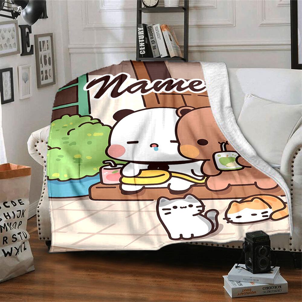 Customizable Yier BuBu Bear1 Throw Blanket – Personalized Name, All-Season Cozy Snug Blanket, Machine Washable, Personalized Blanket